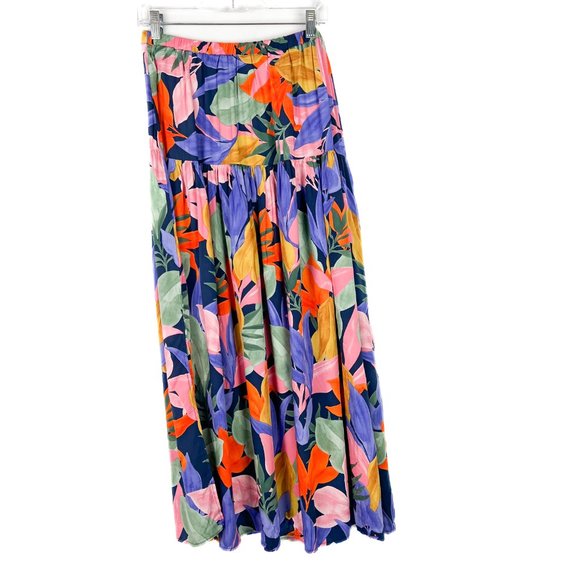 NWT Abel the Label Leonard Floral Leaf Maxi Skirt Slits Size Large L NEW - Picture 10 of 14